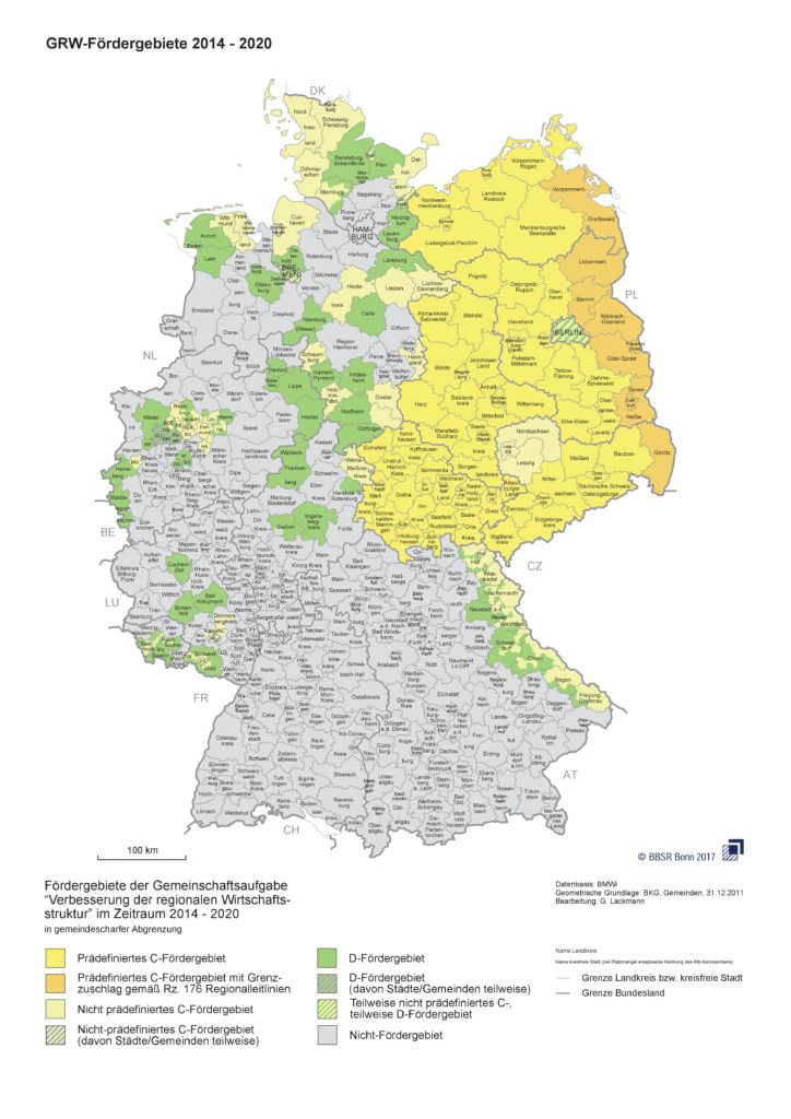 GRW Fördergebietskarte 2014-2020